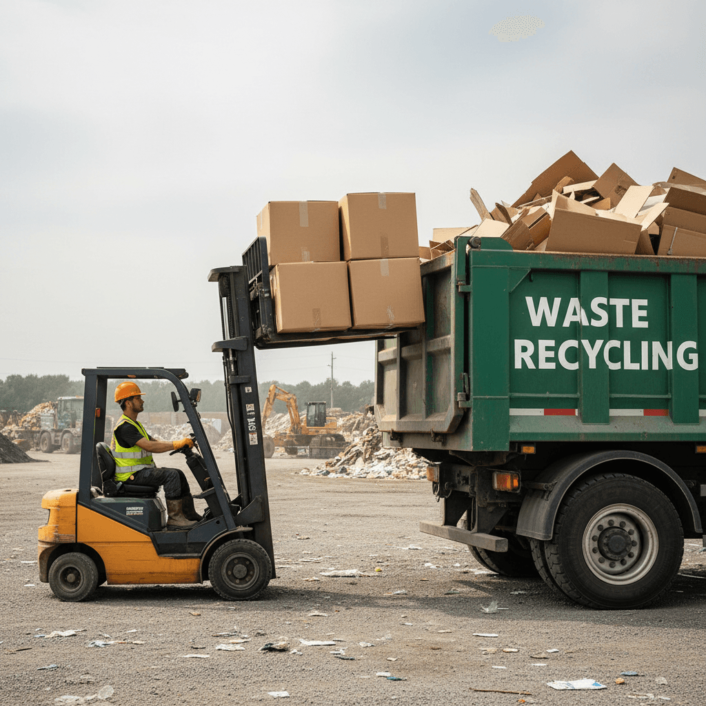 Loading boxes into the truck for disposal