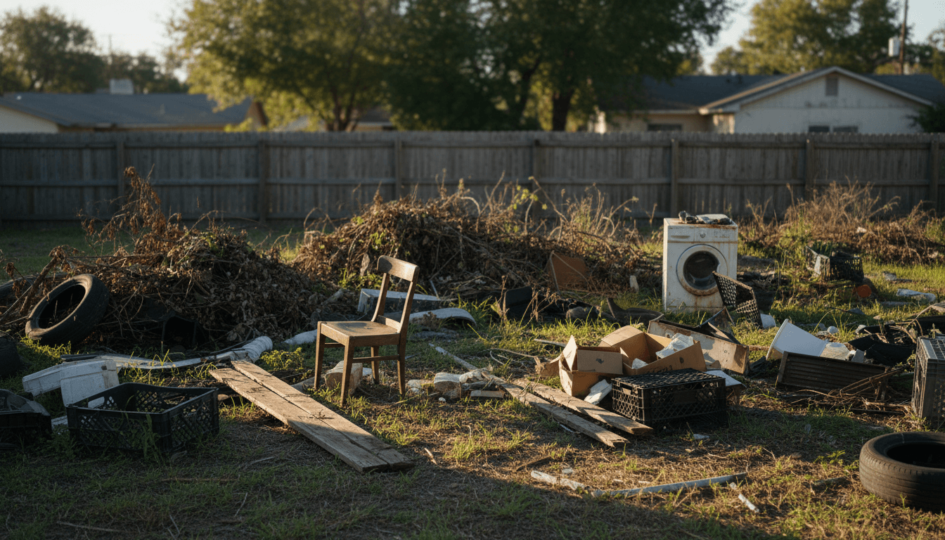 Yard waste with branches and grass clippings